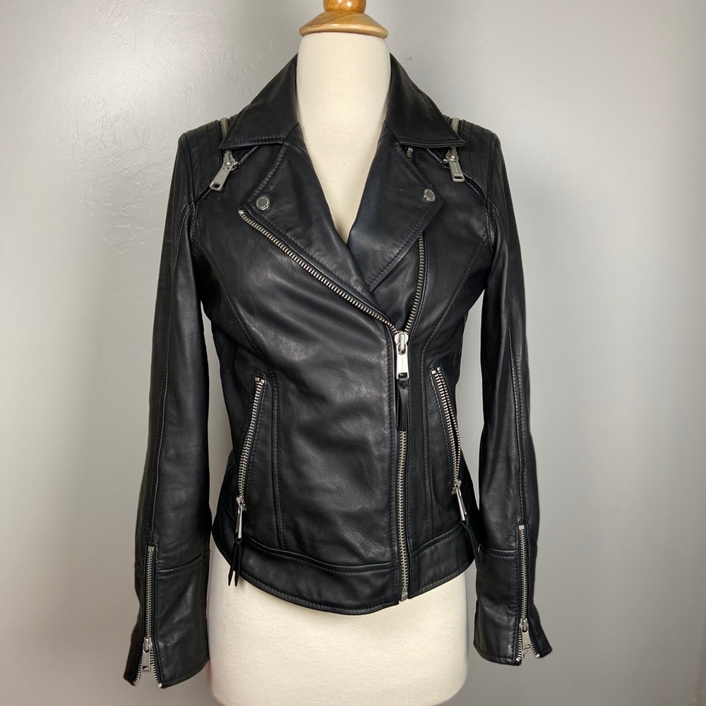 ANDREW MARC Emmy Leather Convertible Jacket Sz XS - Picture 3 of 8